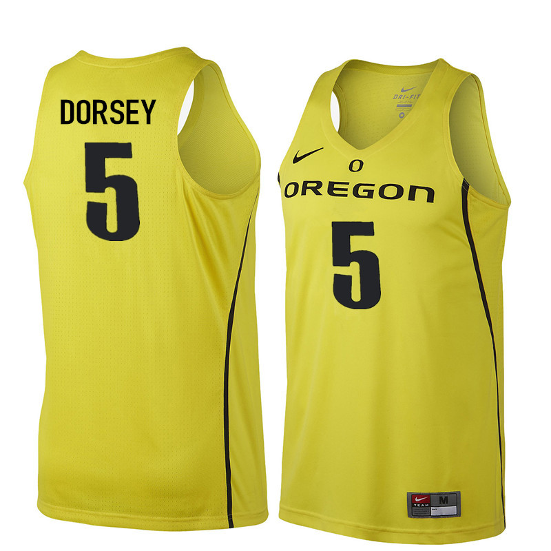 Men Oregon Ducks #5 Tyler Dorsey College Basketball Jerseys Sale-Yellow